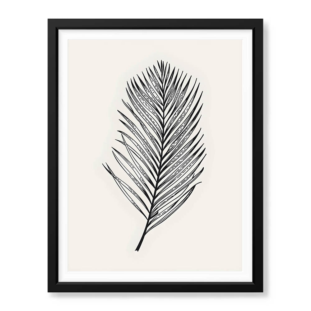 Black & White Tropical Leaves On Grey Background | Abstract Floral Artwork #0036 - Prime Décor