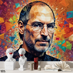 Steve Jobs Abstract Artwork With Colorful Background | Office Wallpaper Mural