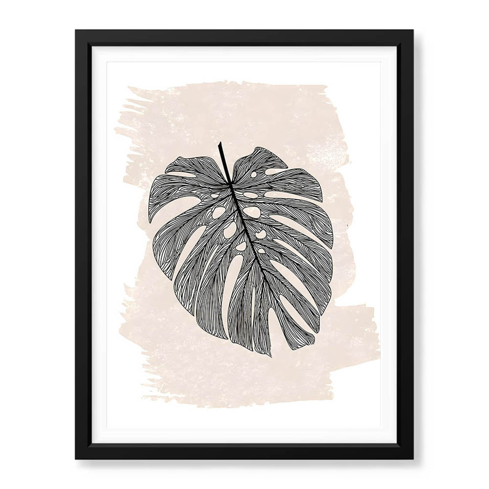 Black Floral Art With Beige Color Over White Background | Abstract Floral Artwork #00375 - Prime Décor