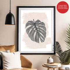 Black Floral Art With Beige Color Over White Background | Abstract Floral Artwork #00375 - Prime Décor