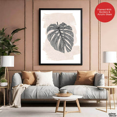 Black Floral Art With Beige Color Over White Background | Abstract Floral Artwork #00375 - Prime Décor