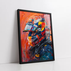 Formula One Racing Driver in Red Bull Helmet Abstract Style (Single Panel) Digital Painting Wall Art