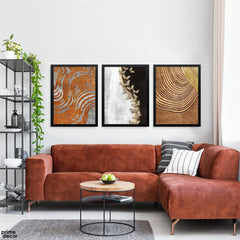 Industrial Rust & Gold Butterfly Mixed Media (3 Panel) Abstract Wall Art