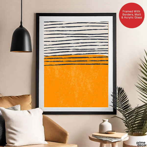 Black & Orange Abstract Art Over White Background | Abstract Office Artwork #00384 - Prime Décor