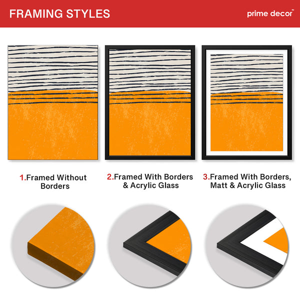 Black & Orange Abstract Art Over White Background | Abstract Office Artwork #00384 - Prime Décor