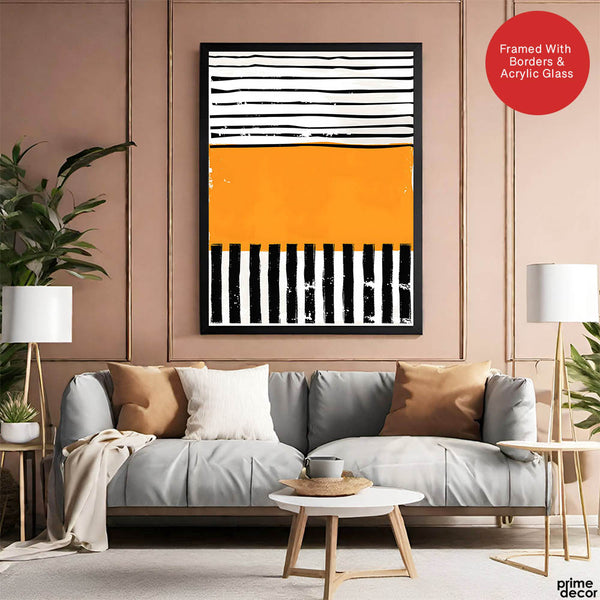 Black & Orange Abstract Art Over White Background | Abstract Office Artwork #00385 - Prime Décor
