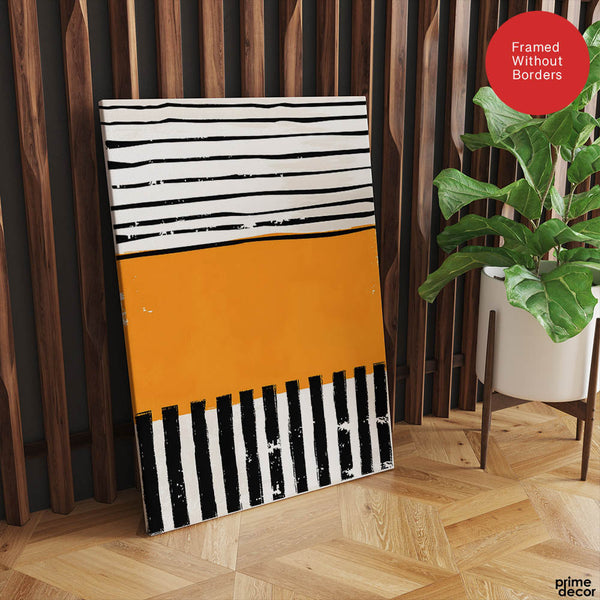 Black & Orange Abstract Art Over White Background | Abstract Office Artwork #00385 - Prime Décor