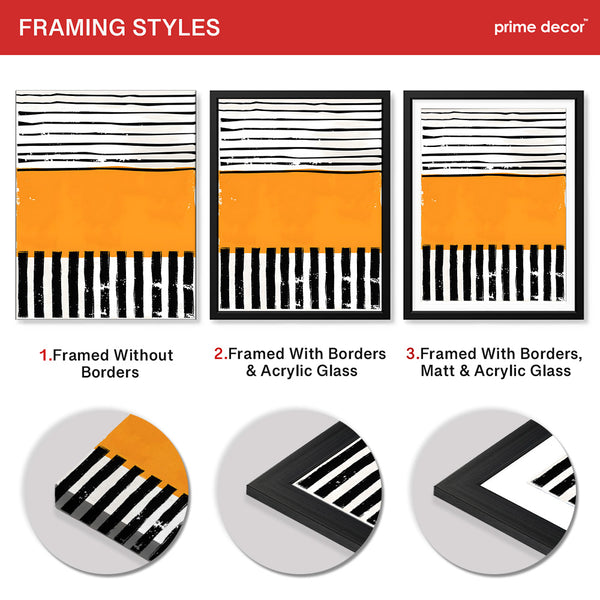 Black & Orange Abstract Art Over White Background | Abstract Office Artwork #00385 - Prime Décor