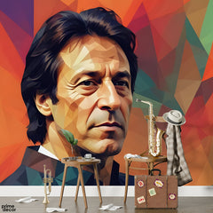 Imran Khan Abstract Artwork With Colorful Background | Figure Wallpaper Mural