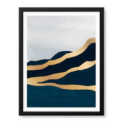 Blue & Gold Abstract Art Over Grey Background | Abstract Office Artwork #00390 - Prime Décor