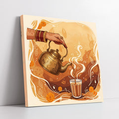 Desi Tea Culture Illustrative Aesthetic (Single Panel) Digital Painting Wall Art