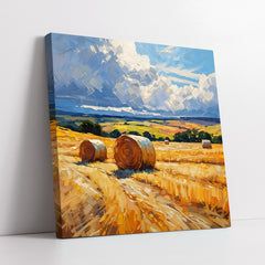 Summer Countryside Golden Harvest Field Impasto (Single Panel) Digital Painting Wall Art