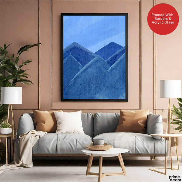 Beautiful Abstract Portrait Of Blue Mountains Art | Abstract Nature Artwork #00394 - Prime Décor