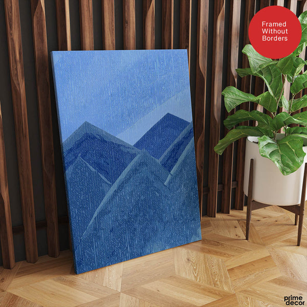 Beautiful Abstract Portrait Of Blue Mountains Art | Abstract Nature Artwork #00394 - Prime Décor