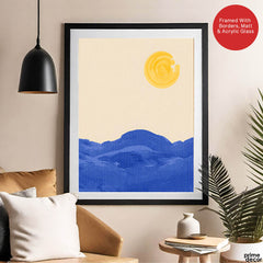 Beautiful Abstract Portrait Of Sea & Sun Art | Abstract Nature Artwork #00395 - Prime Décor