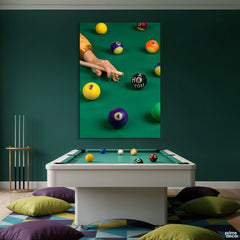 Edgy Pool Table "I H8 YOU" 8-Ball Impasto Style (Single Panel) Digital Painting Wall Art