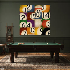 Colorful Billiard Ball Numbers Abstract Pop Art Design (Single Panel) Digital Painting Wall Art