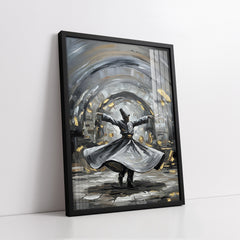 Whirling Dervish Sufi Impasto Oil with Gold Leaf Accents (Single Panel) Digital Painting Wall Art