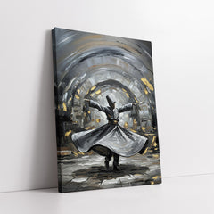 Whirling Dervish Sufi Impasto Oil with Gold Leaf Accents (Single Panel) Digital Painting Wall Art
