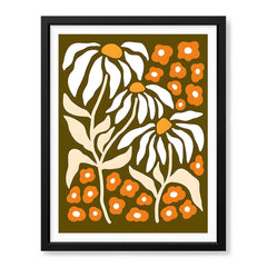 White & Gold Floral Abstract Art Over Green Background | Abstract Floral Artwork #00408 - Prime Décor