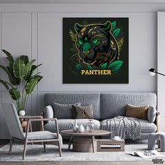 Black Panther Abstract Artwork (Single Panel) Animal Wall Art