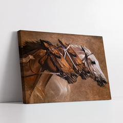 Three Galloping Horses Sepia Toned (Single Panel) Digital Painting Wall Art