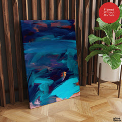 Blue & Gold Abstract Oil Paint Art Design | Abstract Office Artwork #00411 - Prime Décor