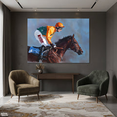 Equestrian At the Finish Line (Single Panel) Digital Painting Wall Art