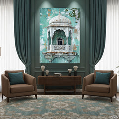 Vintage Mughal Architecture Jharokha Impasto Style (Single Panel) Digital Painting Wall Art