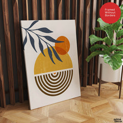 Black & Gold Orange Abstract Floral Art Over White Background | Abstract Floral Artwork #00422 - Prime Décor