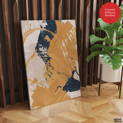 Blue & Brown Abstract Art Over Beige Background | Abstract Office Artwork #00425 - Prime Décor