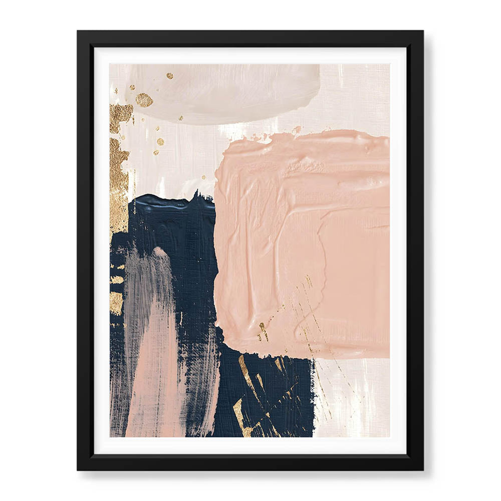 Blue & Pink Abstract Art Over Beige Background | Abstract Office Artwork #00426 - Prime Décor