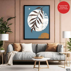Black & White Abstract Floral Art Over Blue Background | Abstract Floral Artwork #00428 - Prime Décor
