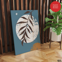 Black & White Abstract Floral Art Over Blue Background | Abstract Floral Artwork #00428 - Prime Décor