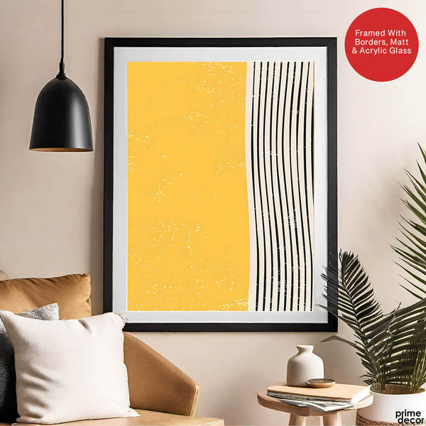 Black & Gold Abstract Line Art Over White Background | Abstract Office Artwork #00431 - Prime Décor