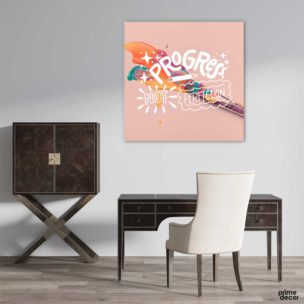 Progress !! Not Perfection (Square Panel) Motivational Wall Art - Prime Décor