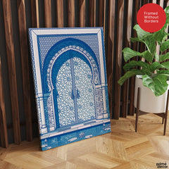 Blue & White Abstract Door Art Over White Background | Abstract Fashion Artwork #00432 - Prime Décor