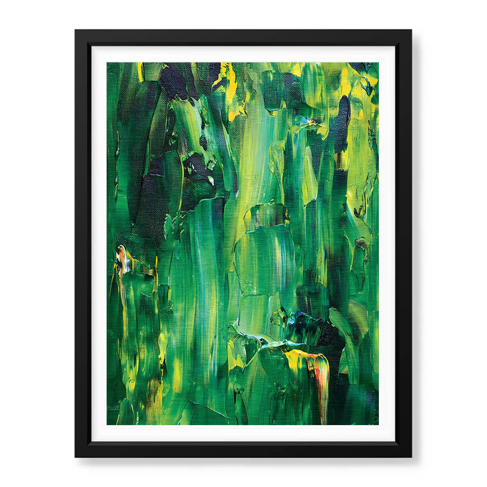 Green & Yellow Abstract Paint Oil Art Over White Background | Abstract Office Artwork #00434 - Prime Décor