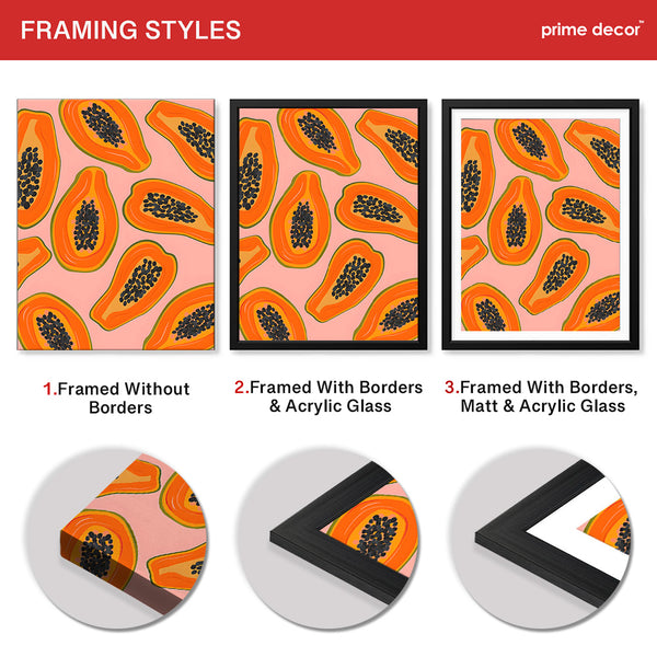 Black & Orange Abstract Fruit Seeds Design Over Beige Background | Abstract Floral Artwork #00435 - Prime Décor