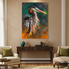 Atmospheric Bird of Prey Abstract with Dark Teal (Single Panel) Digital Painting Wall Art