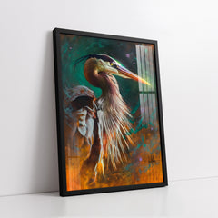 Atmospheric Bird of Prey Abstract with Dark Teal (Single Panel) Digital Painting Wall Art
