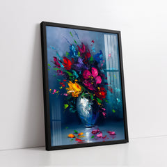 Bold Magenta and Gold Abstract Wildflowers Vase (Single Panel) Digital Painting Wall Art