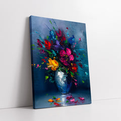 Bold Magenta and Gold Abstract Wildflowers Vase (Single Panel) Digital Painting Wall Art