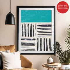 Black & Blue Abstract Design Over White Background | Abstract Office Artwork #00441 - Prime Décor