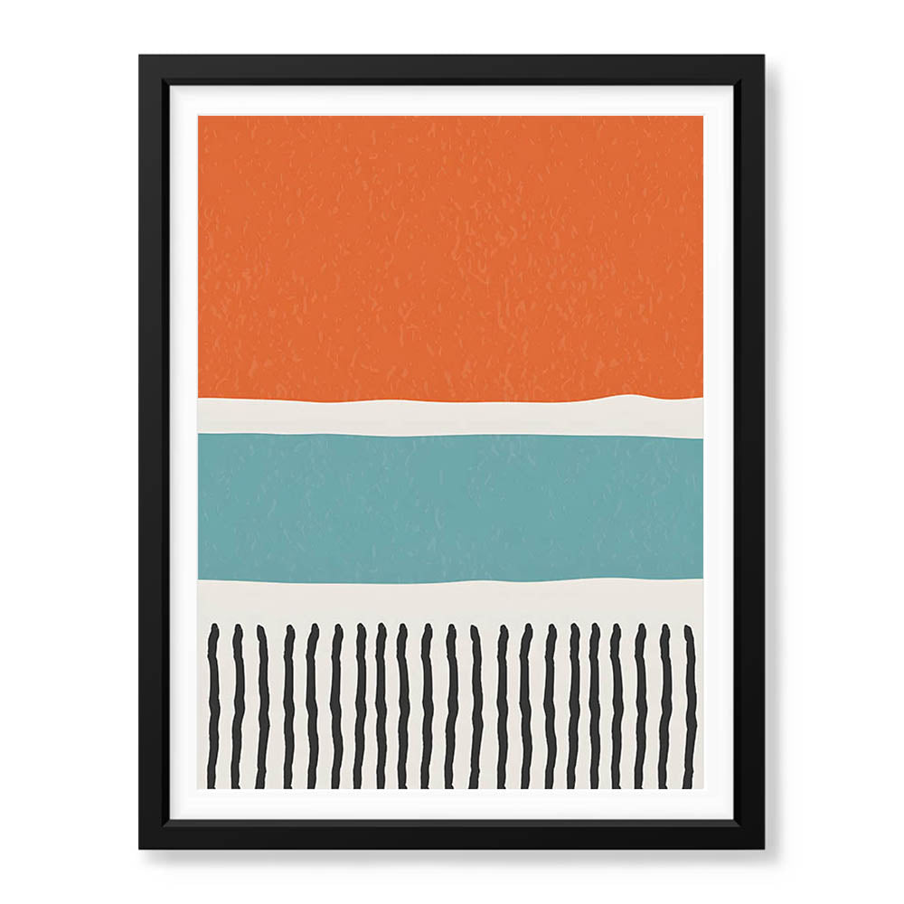 Black Orange & Blue Abstract Design Over White Background | Abstract Office Artwork #00443 - Prime Décor