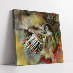 Rhythmic Classical Music Tabla Percussion (Single Panel) Digital Painting Wall Art