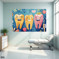 Abstract Colorful Laughing Teeth Artwork (Single Panel) Medical Wall Art