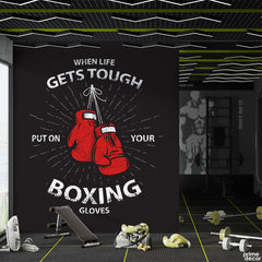 Put On Your Boxing Gloves Motivational Quote | Gym Wallpaper Mural - Prime Décor