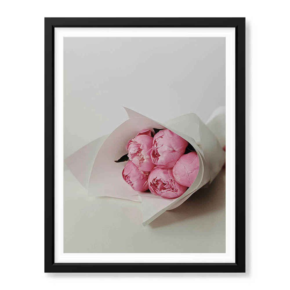 Beautiful Pink Flowers In Bouquet Over White Background | Abstract Floral Artwork #00452 - Prime Décor