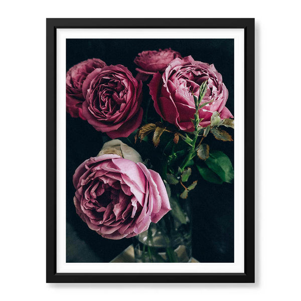 Beautiful Pink Flowers In A Bouquet Over Green Background | Abstract Floral Artwork #00454 - Prime Décor